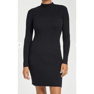 Anatomie Samara Sweater Dress Large Black Bodycon Ribbed Long Sleeve NEW $228